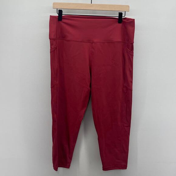 Zyia Active High Rise Brilliant Brick Red Crop Capri Leggings - Picture 1 of 2